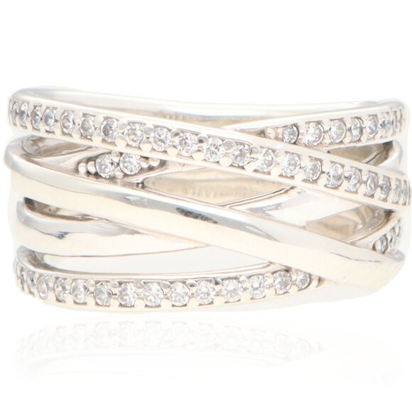 Authentic Pandora Ring Entwined Sterling Silver 190919CZ - 54 / Sz 7 - Picture 1 of 3